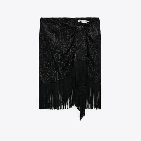 NWT ZARA Printed Sarong Fringe Skirt XS BloggerFav - Picture 11 of 16